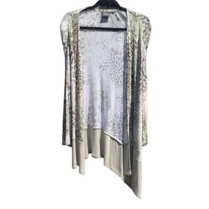 Chicos Travelers Womens Open Cardigan XL Animal Print White Snake Vacation Work